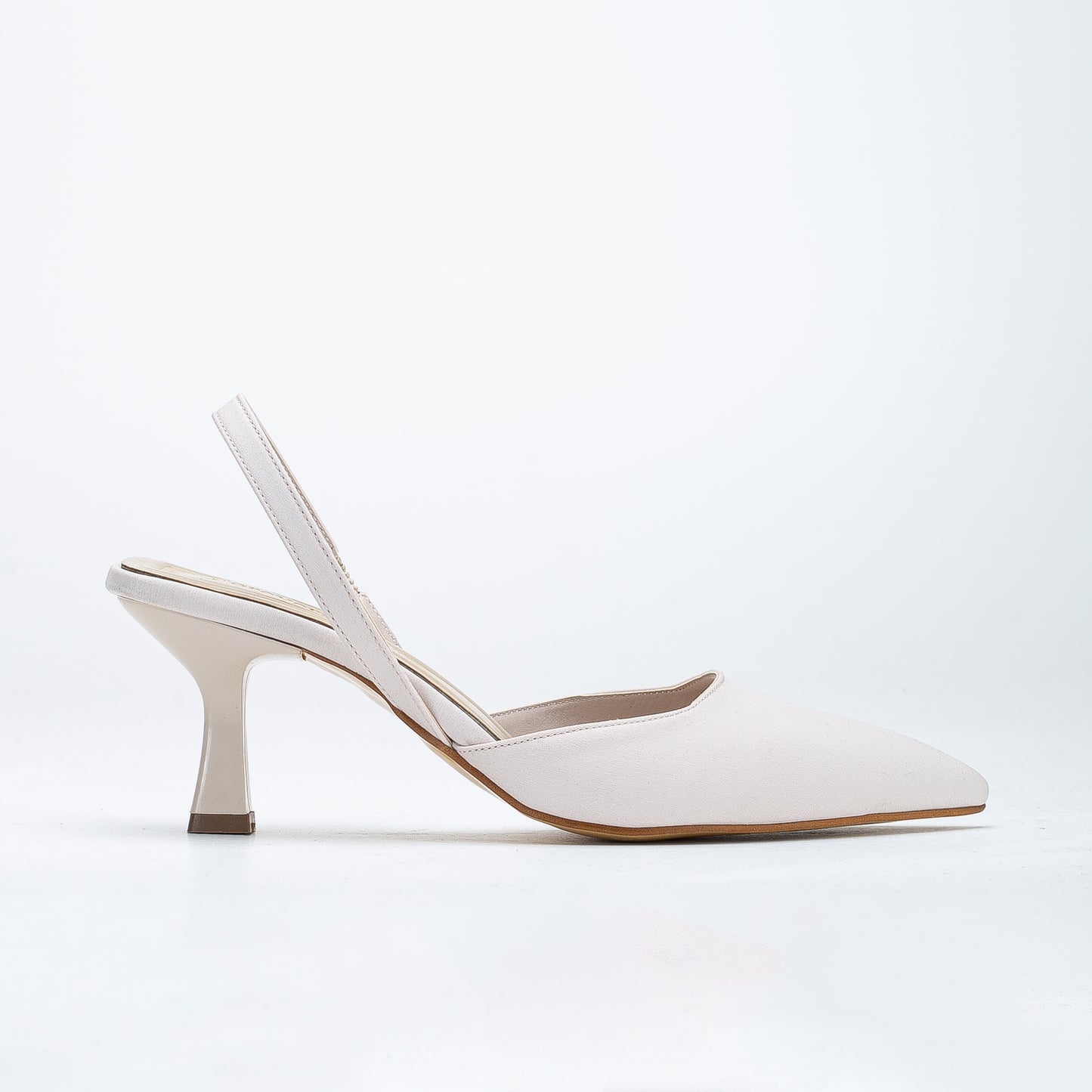 Rae - Beige Slingback Kitten Heels