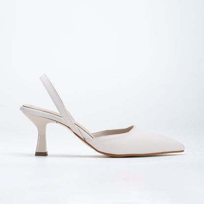 Rae - Beige Slingback Kitten Heels
