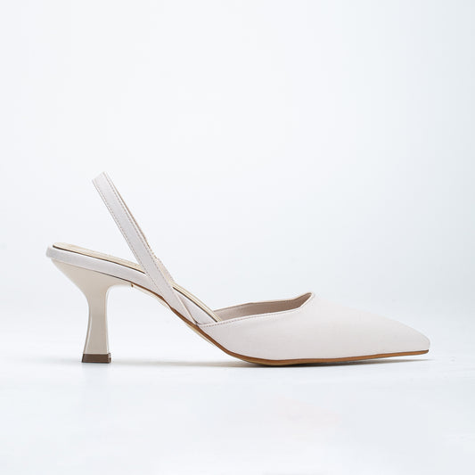 Rae - Beige Slingback Kitten Heels