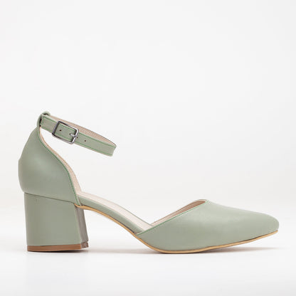 Fiona - Sage Green Heels With Tulle Ribbon