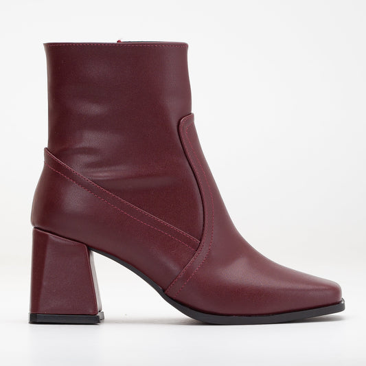 Maya - Burgundy Matt Ankle Boots