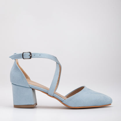 Dolly - Baby Blue Suede Heels