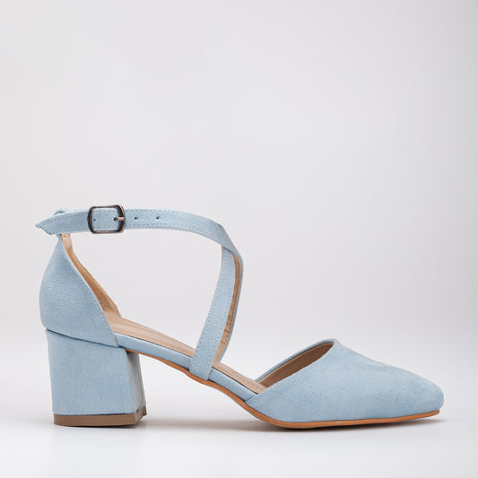 Dolly - Baby Blue Suede Heels