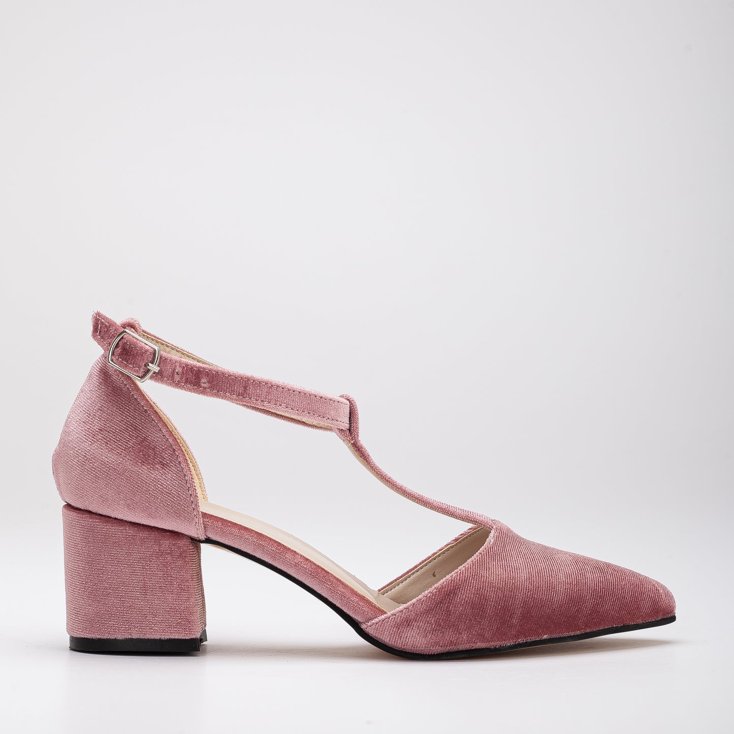 Anicette - Rose Velvet Low Heels