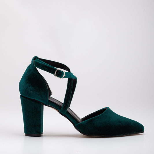 Sina - Emerald Green Velvet Heels