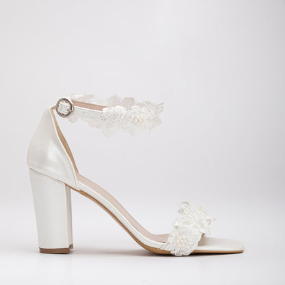 Dede - Ivory Lace Bridal Heels
