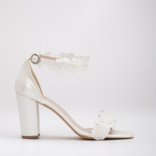 Dede - Ivory Lace Bridal Heels