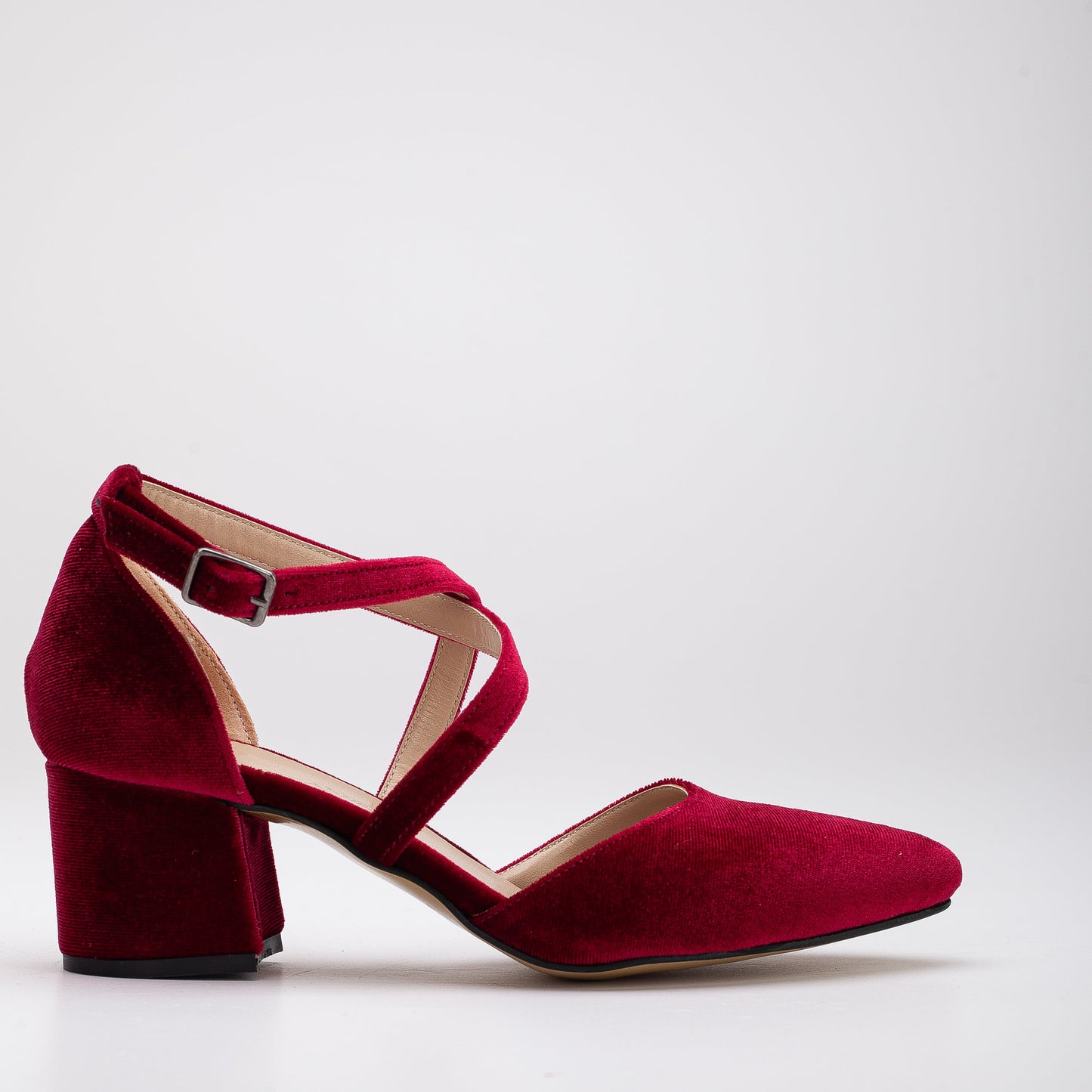 Dolly - Burgundy Velvet Low Heels