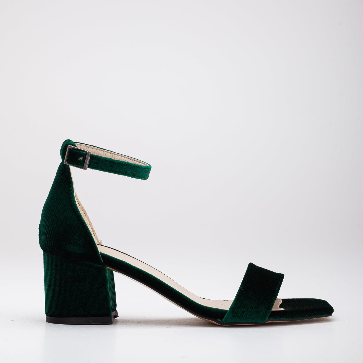 Athena - Green Velvet Sandals with Ribbon