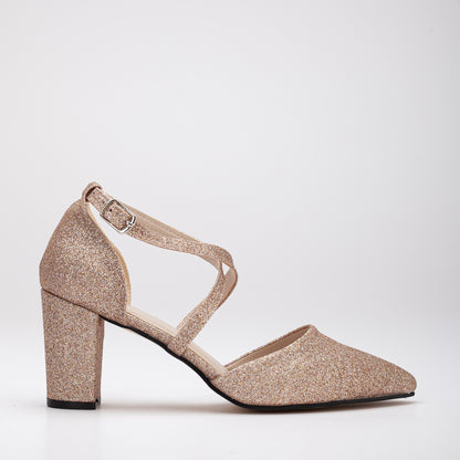 Sina - Rose Gold Glitter Bridal Heels