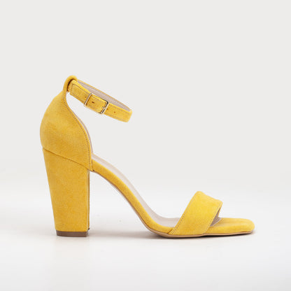 Melissa - Yellow Suede Sandals with Pearls