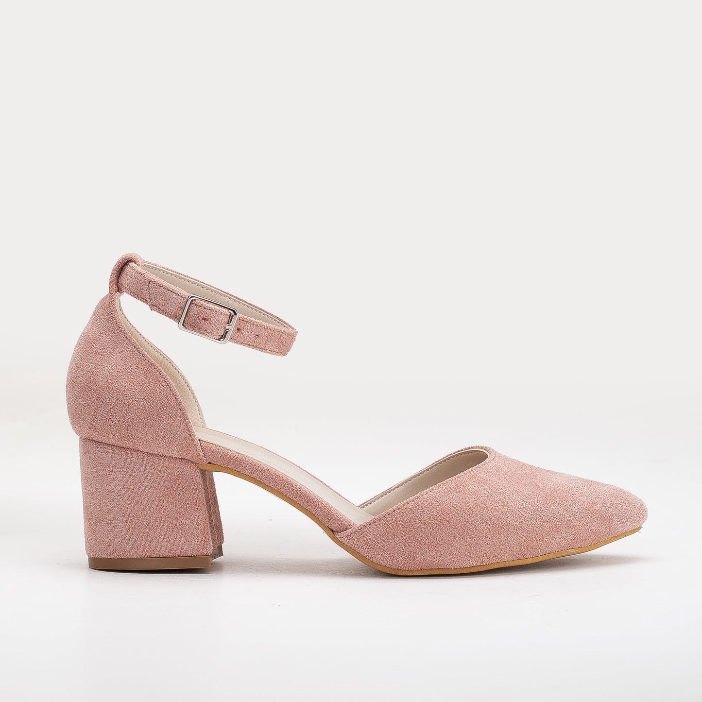 Fiona - Dusty Pink Suede Heels With Ribbon