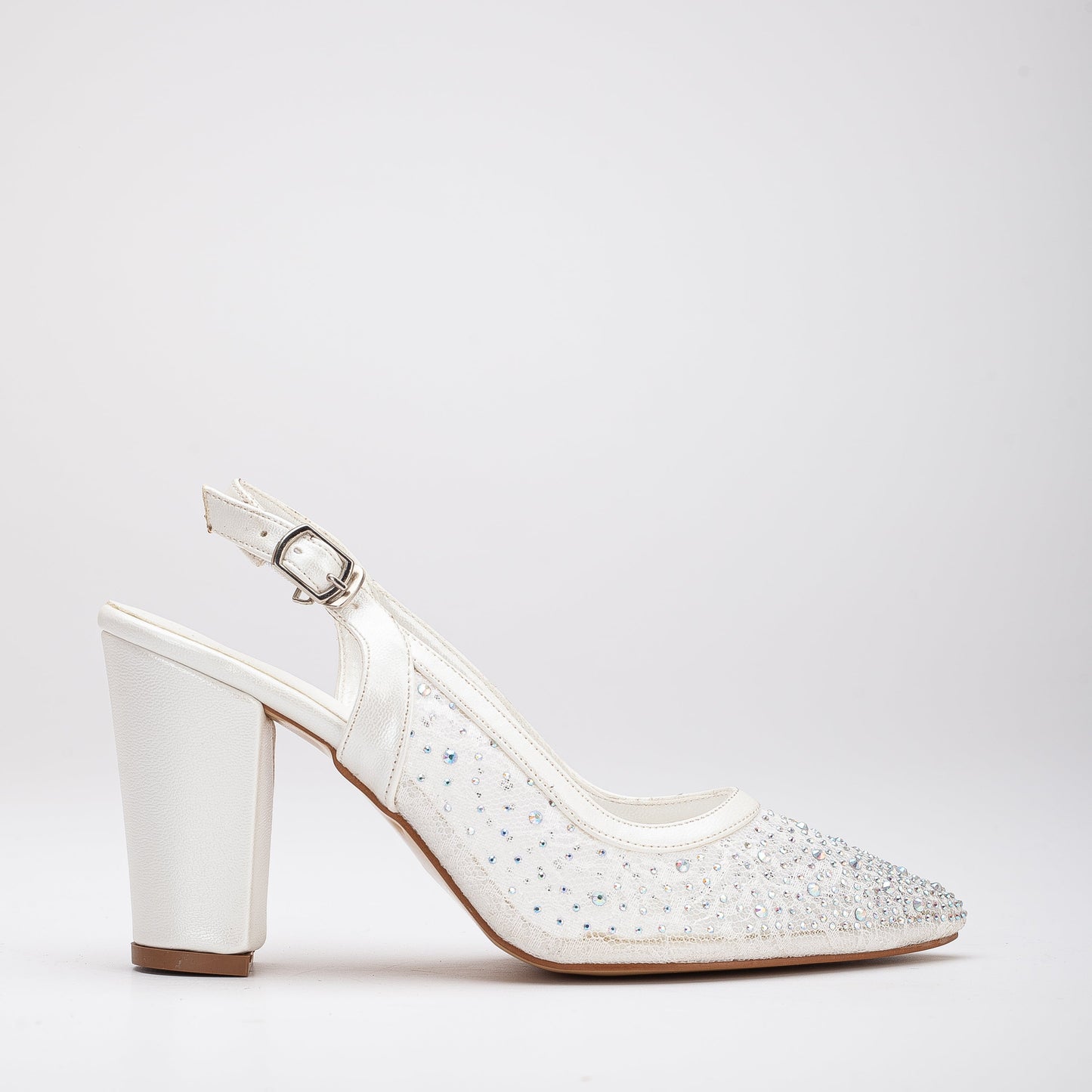 Monique - Ivory Lace Slingback Shoes