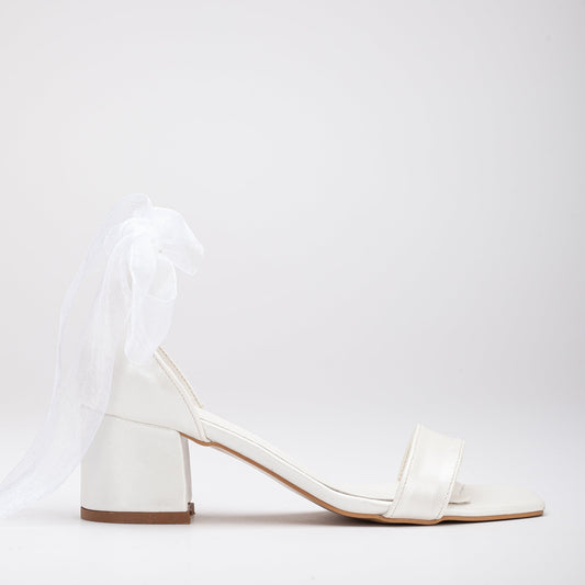 Ivory Block Heels, Bridal Shoes, Wedding Shoes, Wedding Sandals, Wedding Heels, Wedding Block Heels with Ribbon, Wedding Heels, Low Heels