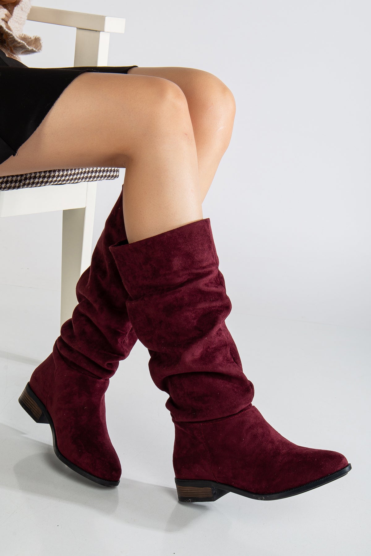 Maribel - Brick Red Suede Slouchy Boots