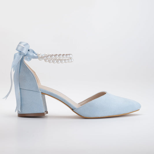 Miranda - Baby Blue Pumps with Pearls