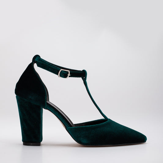 Angelique - Emerald Green Velvet Heels