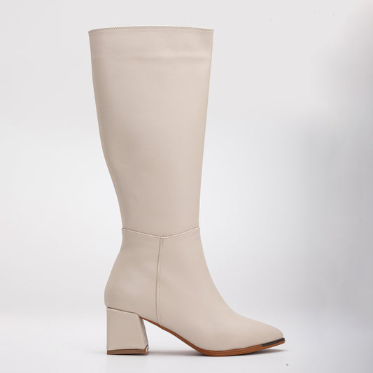 Knee High Boots, Pointed Toe Boots, Beige Long Boots, Women Boots, Beige Boots, Tall Boot, High Heel Boots, Beige Slouch Boots, Heeled Boot
