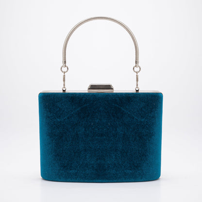 Alba - Teal Blue Velvet Clutch
