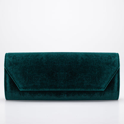 Green velvet clutch, Velvet clutch in green, Stylish green velvet purse, Chic green velvet clutch bag, Trendy green velvet handbag, Fashionable green velour clutch, Elegant green velvet evening bag, Luxurious green velvet purse, Designer green velvet clutch, Green velvet clutch for women.