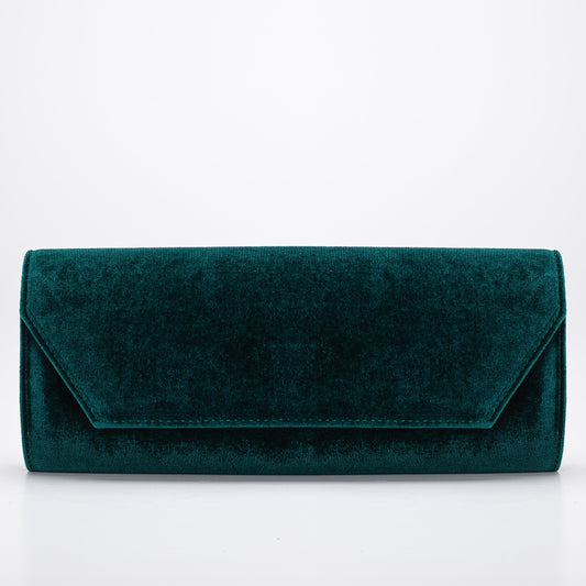 Green velvet clutch, Velvet clutch in green, Stylish green velvet purse, Chic green velvet clutch bag, Trendy green velvet handbag, Fashionable green velour clutch, Elegant green velvet evening bag, Luxurious green velvet purse, Designer green velvet clutch, Green velvet clutch for women.