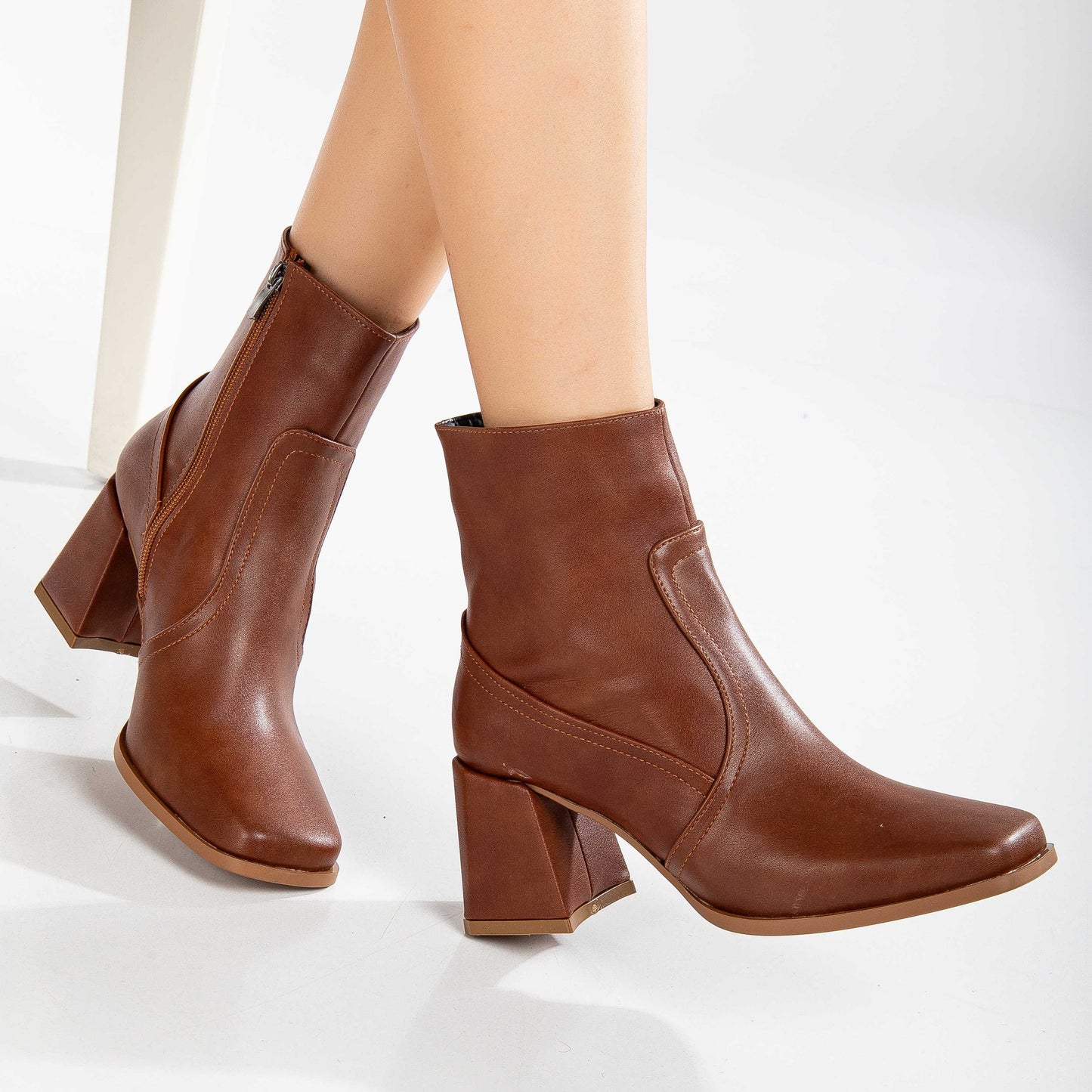 Maya - Cognac Brown Ankle Boots