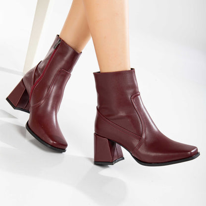 Maya - Burgundy Matt Ankle Boots