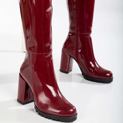 Alize - Burgundy Patent Calf Platform Boots