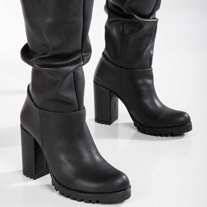 Anais - Black Slouch Platform Boots