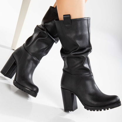 Anais - Black Slouch Platform Boots