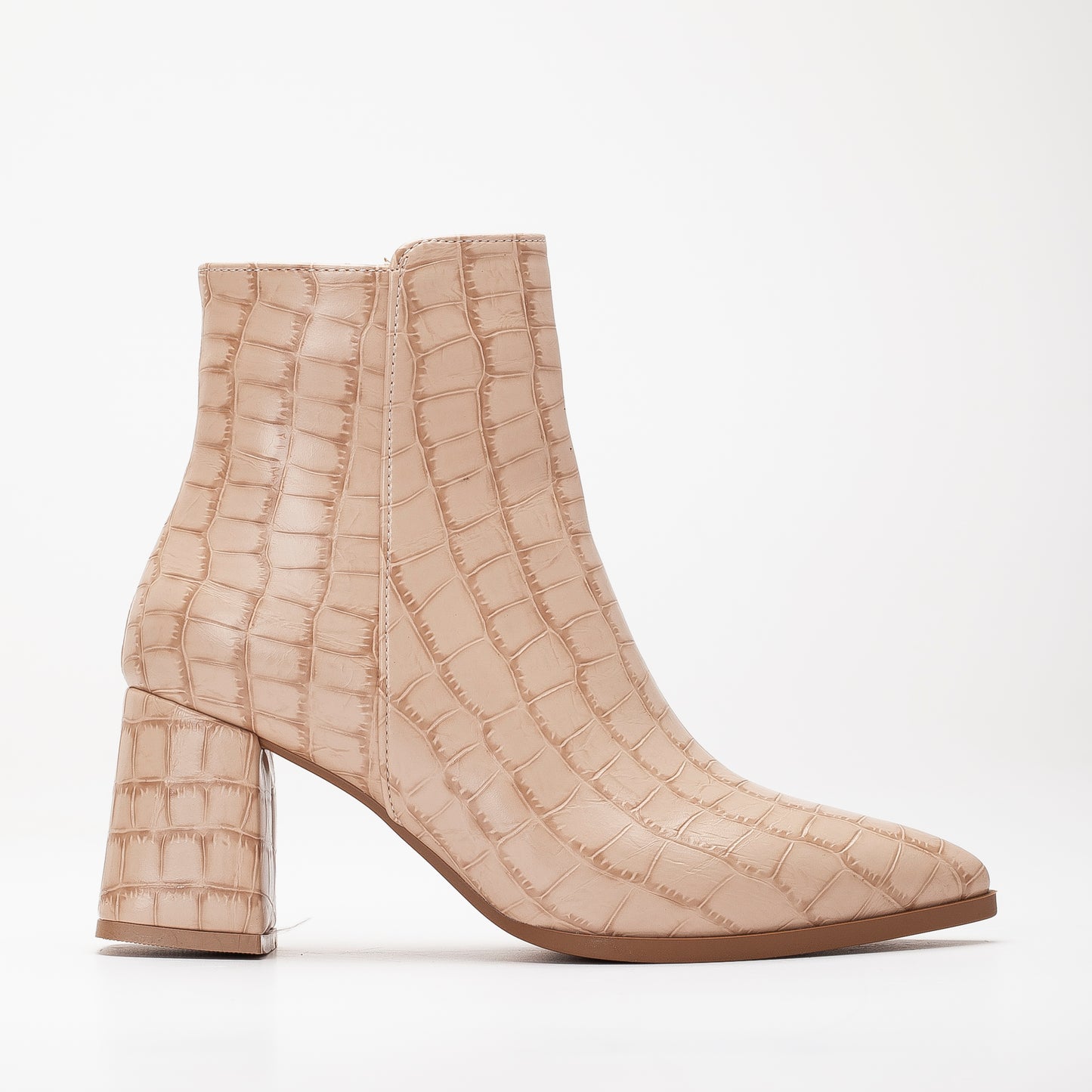 Lilith - Cream Crocodile Ankle Boots
