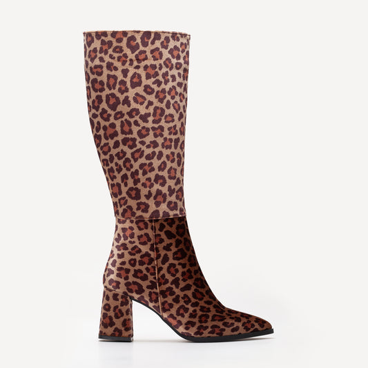 Liza - Leopard Print Knee High Boots