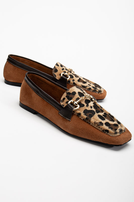 Mabel - Cognac Brown Suede Leather Loafers