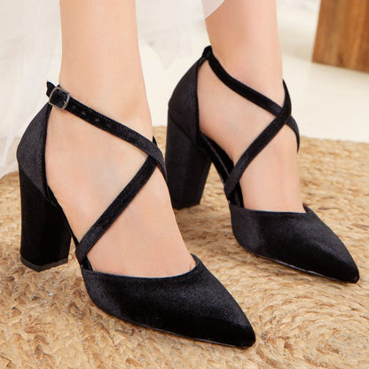 Sina - Black Velvet High Heels