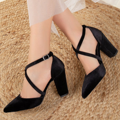 Sina - Black Velvet High Heels