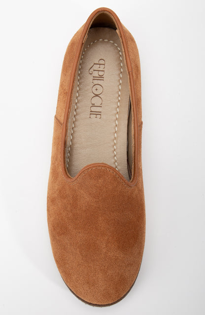 Istanbul - Cognac Brown Suede Leather Slip On (Women)