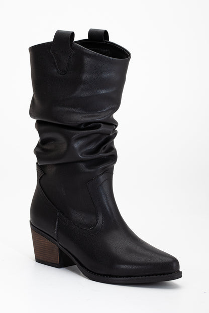 Bonnie - Black Slouch Western Boots