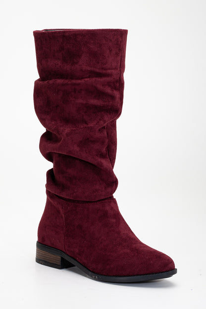 Maribel - Brick Red Suede Slouchy Boots