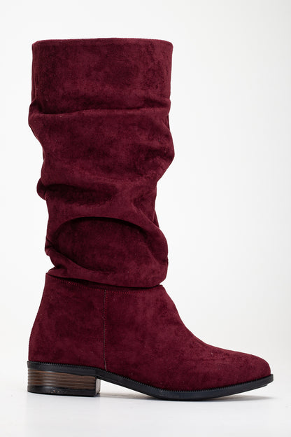 Maribel - Brick Red Suede Slouchy Boots