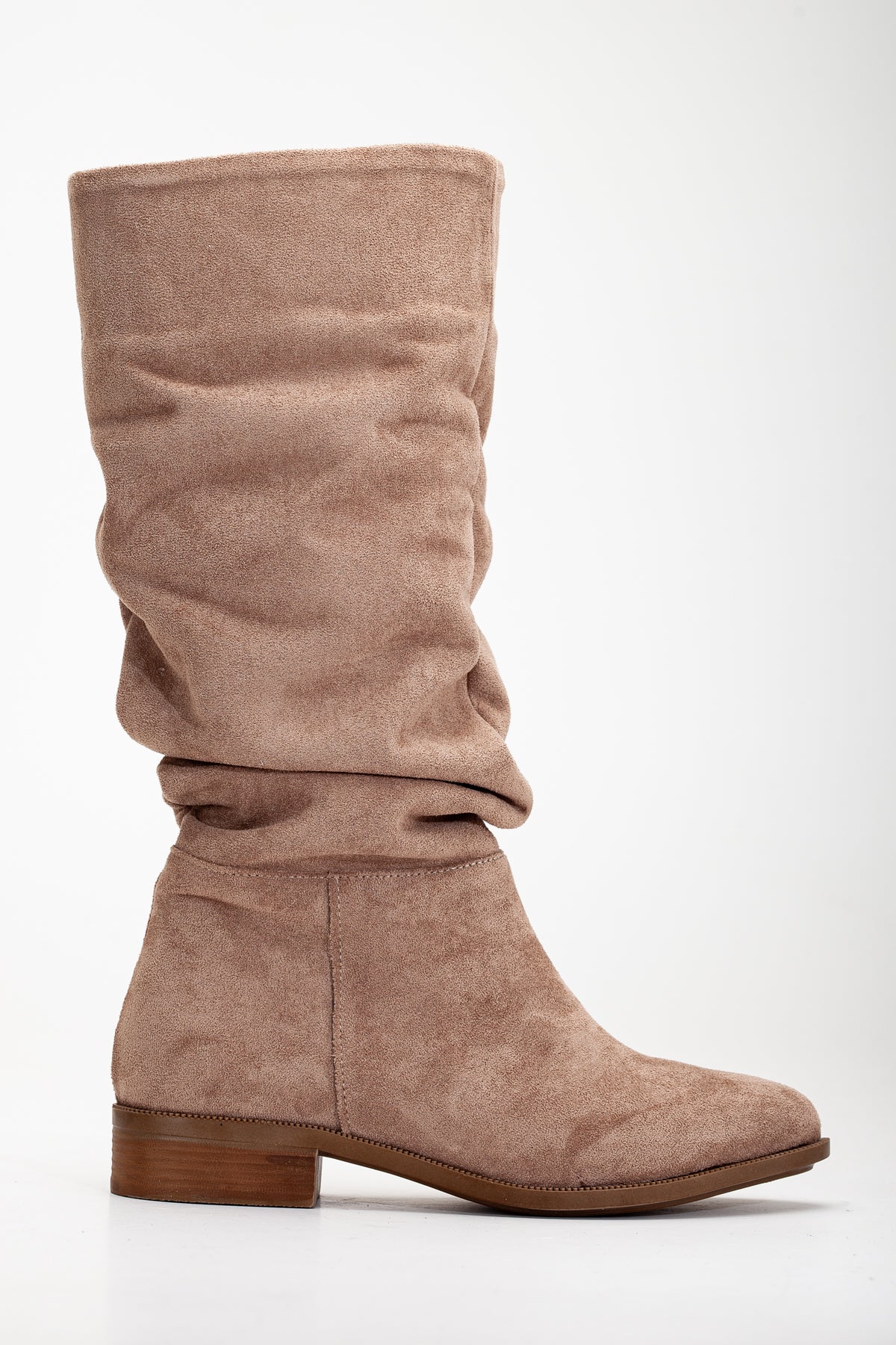 Maribel - Dark Beige Suede Slouchy Boots