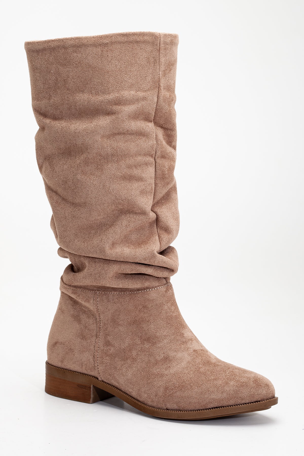 Maribel - Dark Beige Suede Slouchy Boots