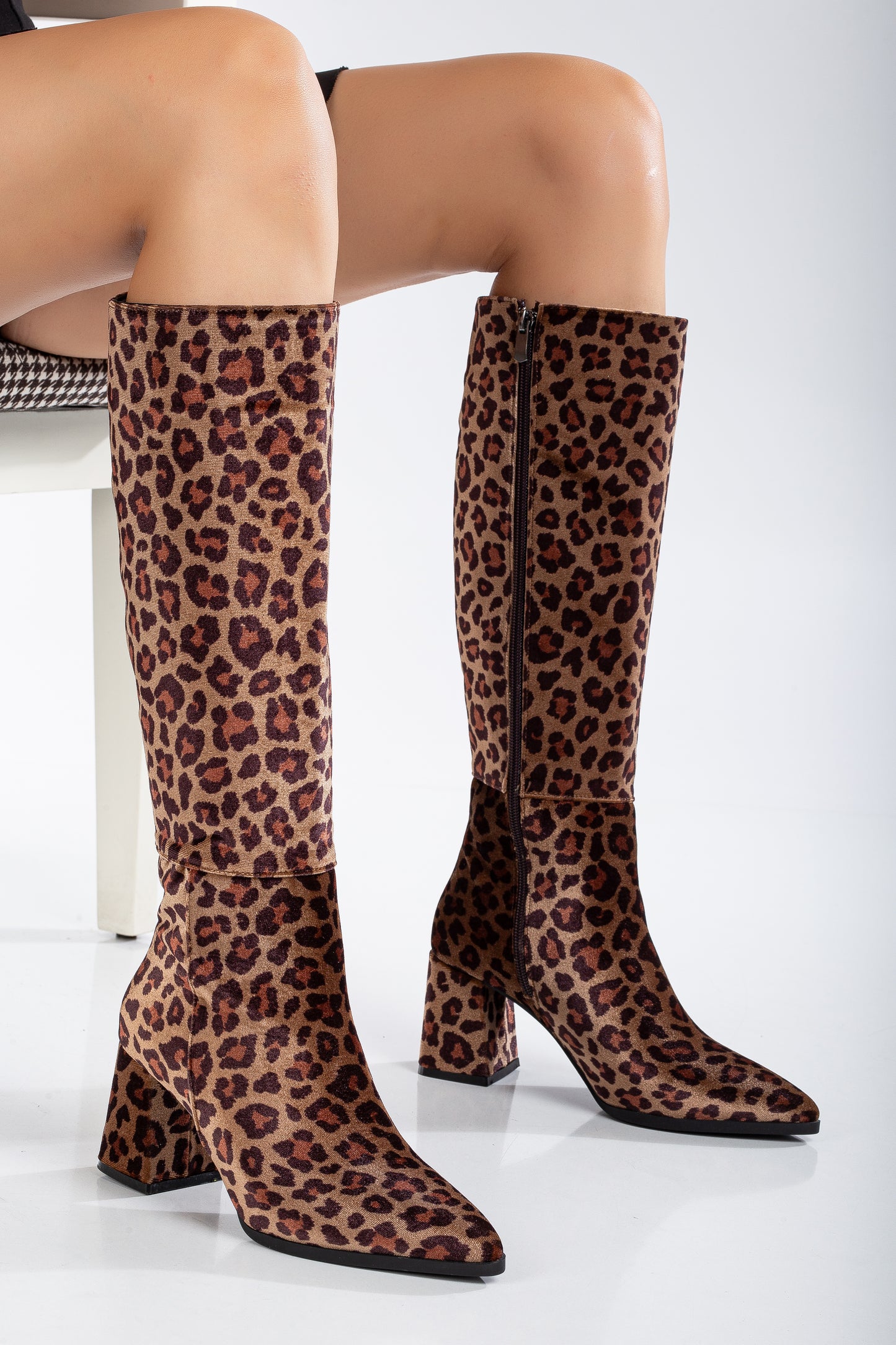 Liza - Leopard Brown Print Knee High Boot