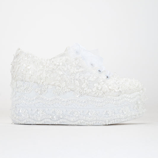Florette - Ivory Lace Platform Bridal Sneakers