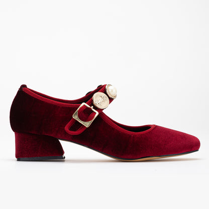 Macbeth - Burgundy Velvet Mary Jane Shoes