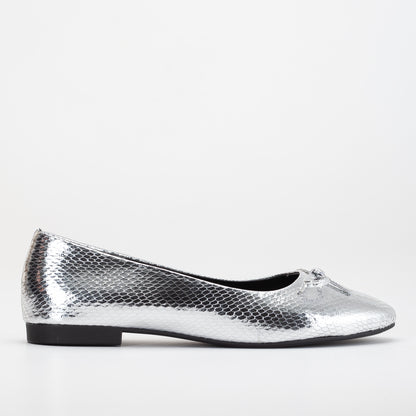 Amy - Silver Ballerina Flats
