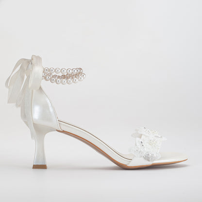 Dawn - Ivory Lace Bridal Sandals with Pearls