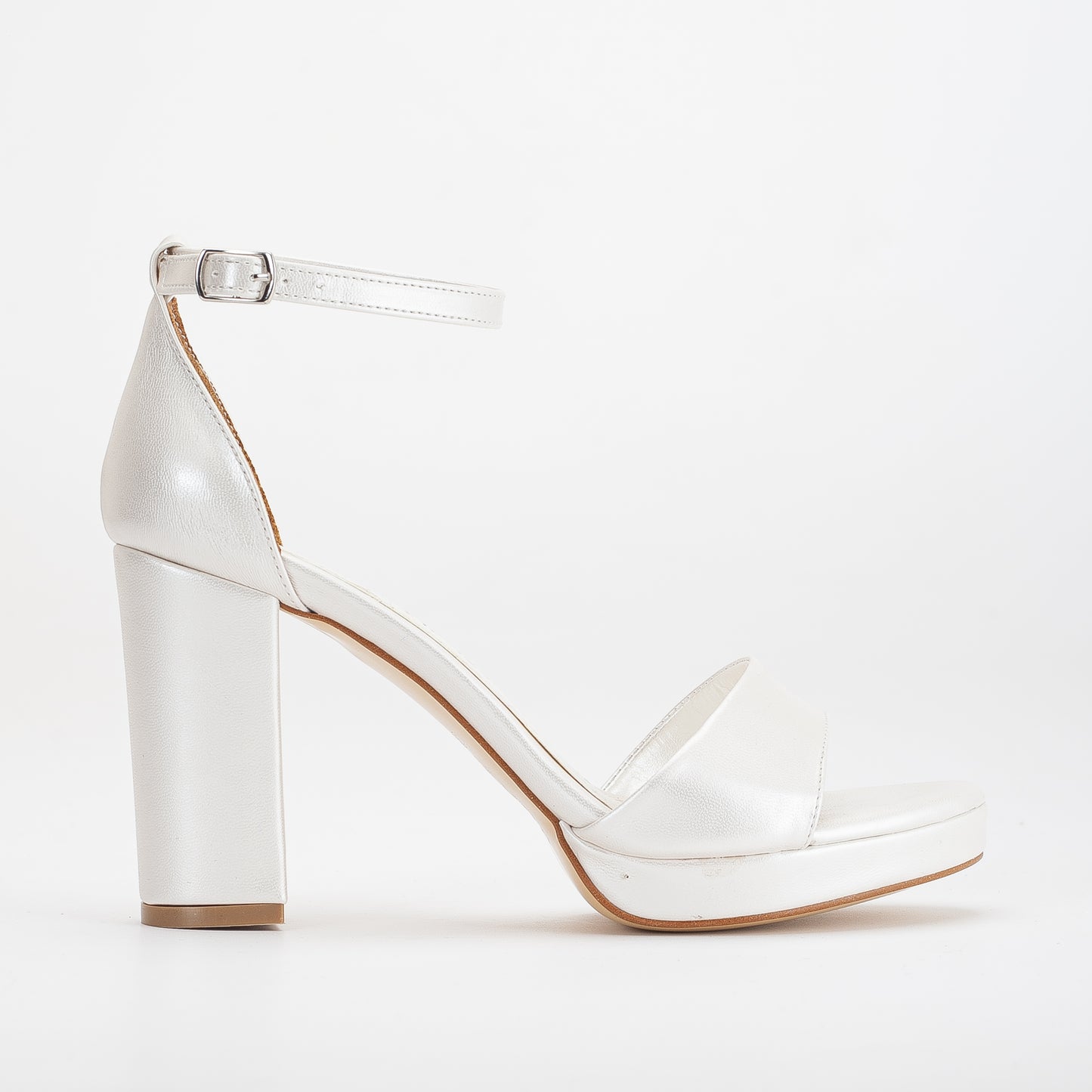 Renee - Ivory Platform Sandals with Pearls