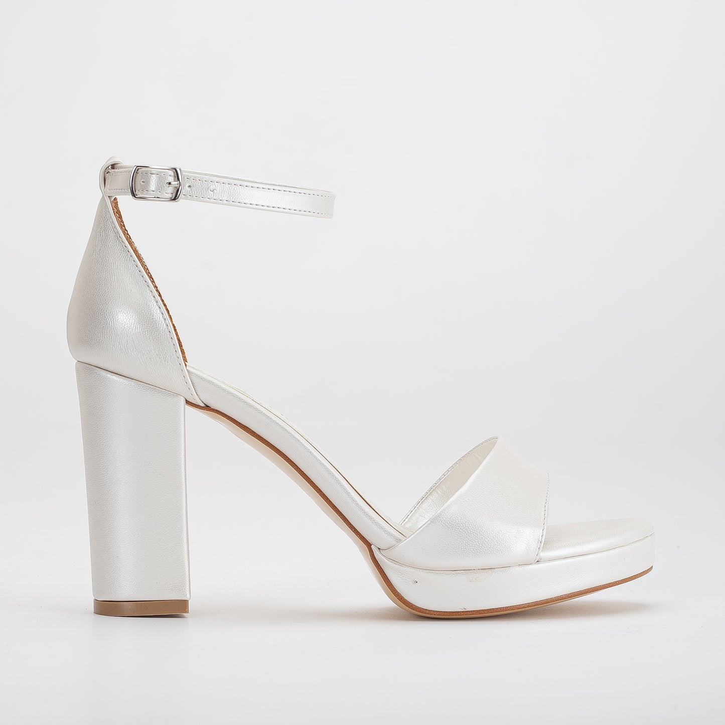 Blair - Ivory Platform Sandals with Pearls