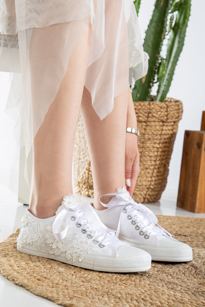 Peyton - White Low Wedding Sneakers
