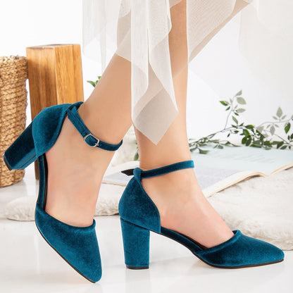 Gisele - Teal Blue Velvet High Heels